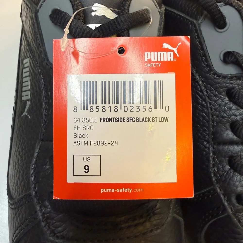 Puma Safety Frontside Black Soft Toe Work Shoes Slip Resistant Size 9 NWT
